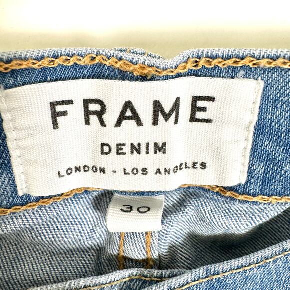 Frame Le Skinny de Jeanne Crop Jeans Womens 30 Everglade Blue Distressed Stretch - Picture 3 of 9